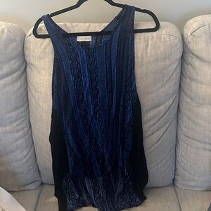 Elegant Blue and Black Women's Blouse